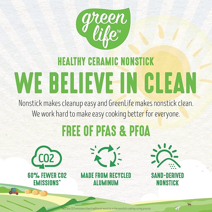GreenLife Soft Grip 1QT and 2QT Saucepan Set, Healthy Ceramic Nonstick, Non Toxic PFAS-Free, Dishwasher Safe, Glass Lids, Stay-Cool Handles, Easy Clean Cookware, Kitchen Essentials, Black & Cream