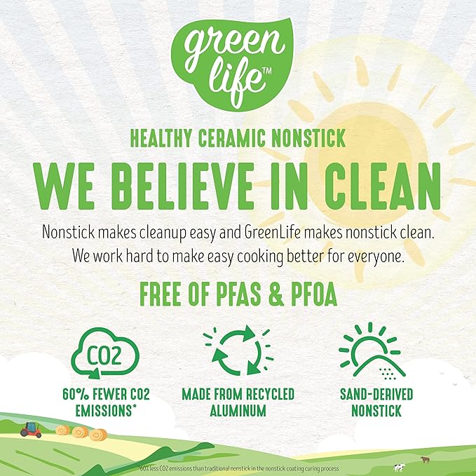GreenLife Soft Grip 1QT and 2QT Saucepan Set, Healthy Ceramic Nonstick, Non Toxic PFAS & PFOA-Free, Dishwasher Safe, Glass Lids, Stay-Cool Handles, Easy Clean Cookware, Kitchen Essentials, Yellow