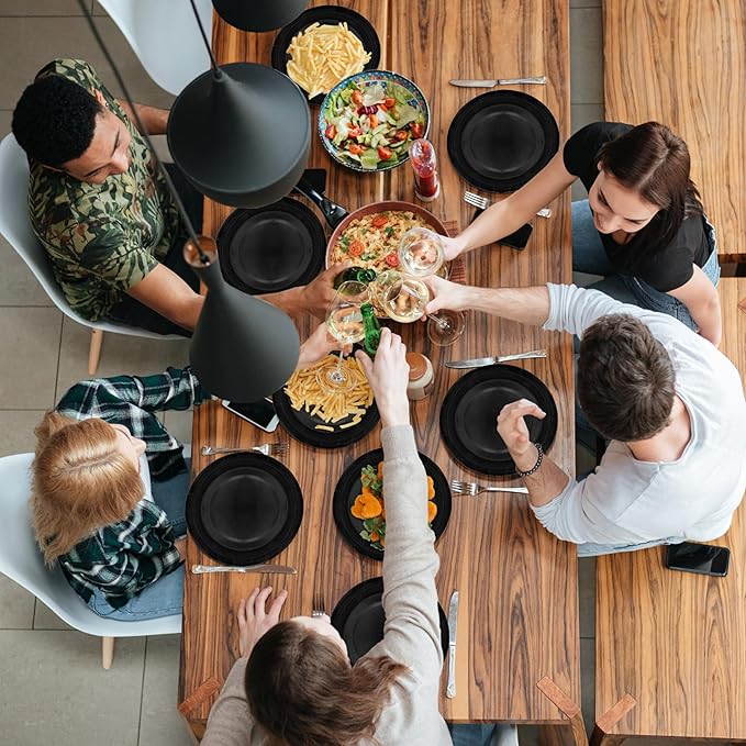 40Pcs Disposable Paper Plates Black,Including 20pcs 9" and 20pcs 7" Plates,Strong and Sturdy Disposable Plates for Party, Dinner, Holiday, Picnic,Birthday Party, Dinner Table, Wedding