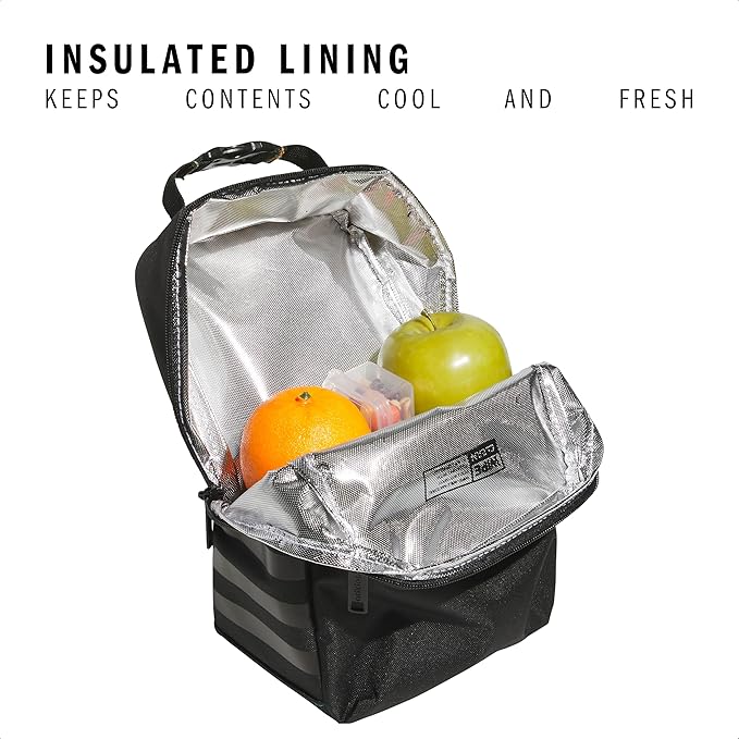 adidas Santiago Lunch Bag Cooler for Women and Men, Insulated Food Container Box with Mesh Pocket, Black Rainbow/3.0, One Size