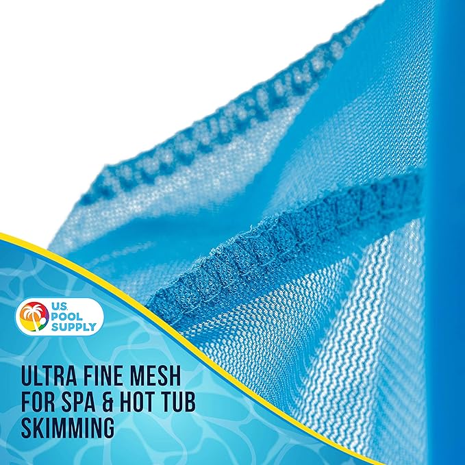 U.S. Pool Supply Professional Spa, Hot Tub, Pool Hand Leaf Skimmer Net with Aluminum Pole - Deep Ultra Fine Mesh Netting Bag Basket, Clean The Finest Debris - Pond Small Kid Kiddie Inflatable Pool