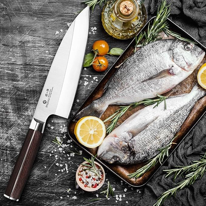 imarku 7 Inch Deba Knife,Ultra Sharp Sushi Knife,Ultimate Japanese Kitchen Knife with Stainless Steel Single Bevel,Fish Fillet Knifes for Fish Cutting with Ergonomic Handle, Birthday Gifts