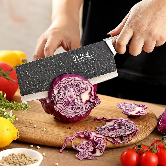 5 PCS kitchen Chef Knife Set, include 7 inch cleaver, 7 inch Santoku, 4.5 inch utility knife, Kitchen Scissors and Peeler