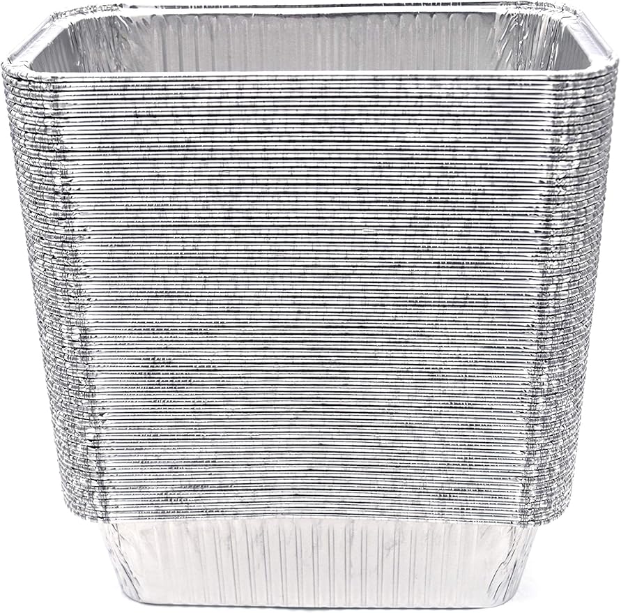 (100 Pack) Premium 2-LB Bread Loaf Baking Pans - 8.5" x 4.5" x 2.5" l Heavy Duty l Disposable Aluminum Foil Tins for Cakes Meatloaf Lasagna