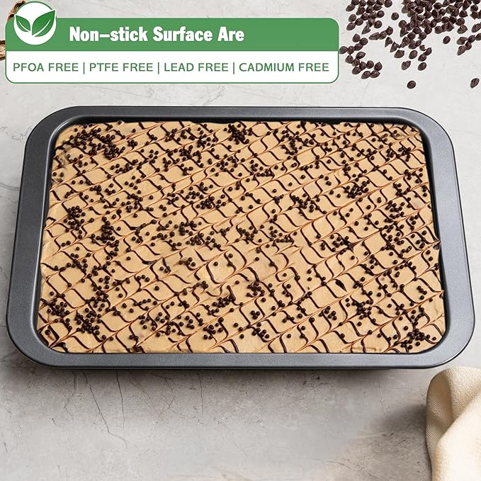Tiawudi Cake Pan, Nonstick Baking Pan for Cake, Bread, Brownie or Lasagna, Heavy Duty Baking Dish with Diamond Texture Pattern and Wide Grips