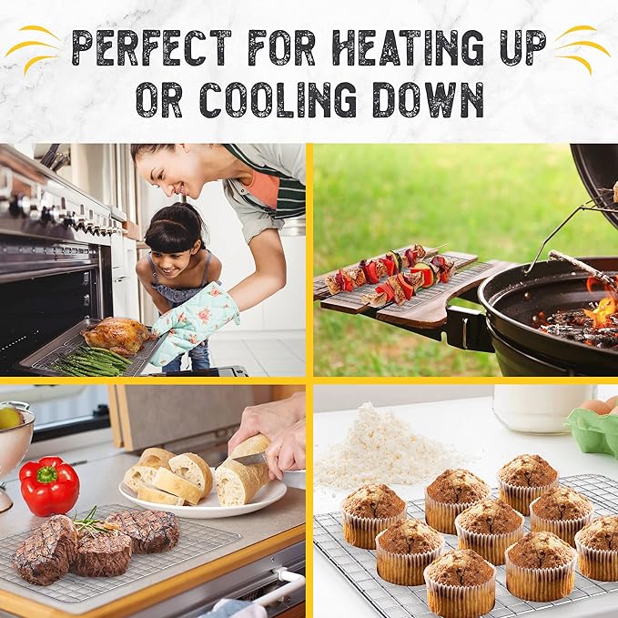 Checkered Chef Cooling Rack for Cooking and Baking, Multi Pack - Set of 3 Stainless Steel, Grid Wire Cookie Cooling Racks, Oven and Dishwasher Safe