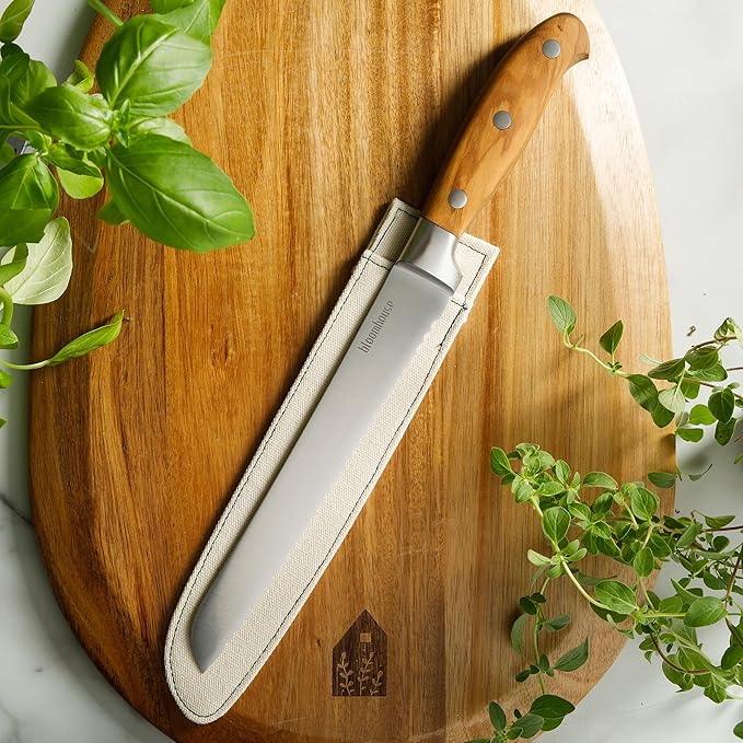 Bloomhouse - Two Time Oprah's Favorite Things Winner - 8-Inch Bread Knife – German Stainless Steel Serrated Blade with Forged Italian Olive Wood Handle, Full Tang Knife for Artisan Bread & Baking