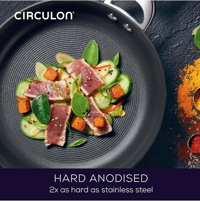 Circulon Symmetry Hard Anodized Nonstick Frying Pan Set / Skillet Set - 10 Inch and 12 Inch, Black