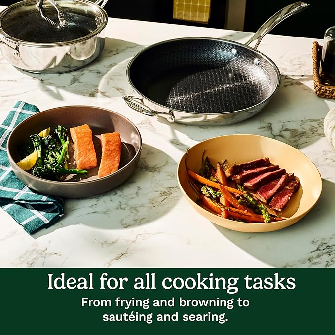 Cuisinart FusionPlus Hybrid Nonstick Stainless Steel Cookware Set, 2-Piece Skillet Cooking Set with PFAS-Free PURELYSEAR Ceramic Non Stick Technology, Scratch Proof, Cool Grip Handles, Dishwasher Safe