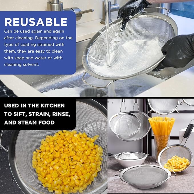 Master Elite 60 Mesh Stainless Steel Paint Strainer, 24 Pack - Fits Over 5 Gallon Paint Bucket Cans, Strains Filters Removes Debris, Particles, Impurities from Coating and Liquids - Drain, Rinse Food
