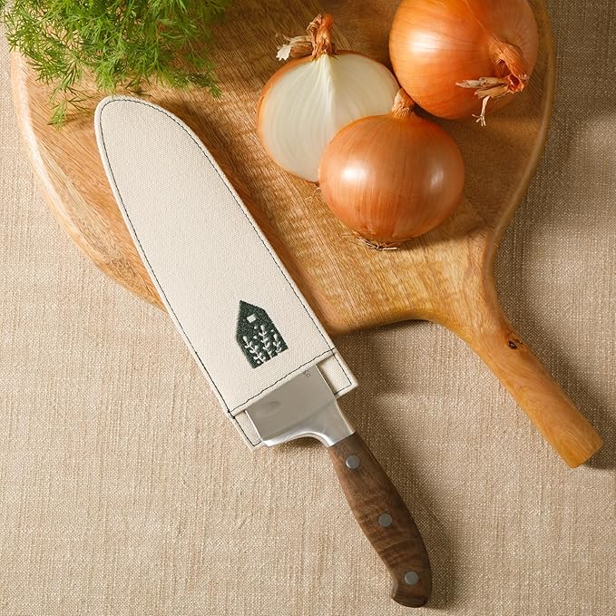 Bloomhouse 7 Inch German Steel Santoku Knife W/Walnut Wood Forged Handle
