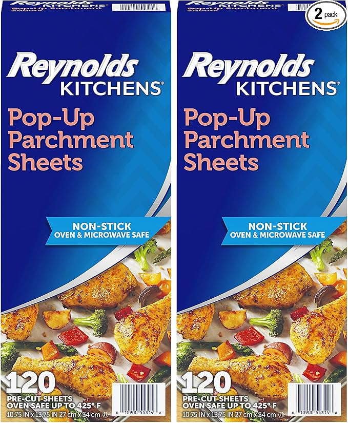 Reynolds Kitchens Pop-Up Parchment Paper Sheets, 10.7x13.75 Inch, 120 Sheets (Pack of 2)