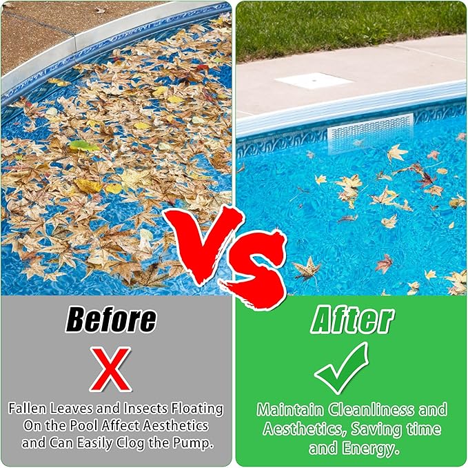Skimmer Guard Kit Pool Skimmer Net Leaf Skimmer Catcher Shield Protective Spring Action Net System Leaf Protection Debris Prevent Blockage Easy Assembly Durable White