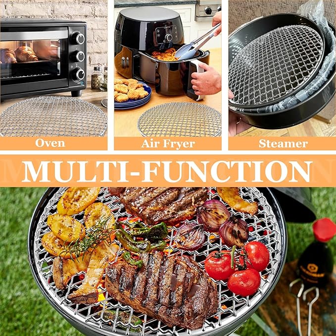 2 pcs Round Cooling Rack, 11'' Grill Wire Cooling Racks, Stainless Steel Cross Wire Cooking Racks, Round Grilling Rack with 20mm Legs for Cooking Baking BBQ Air Fryer Oven Enamel Pot