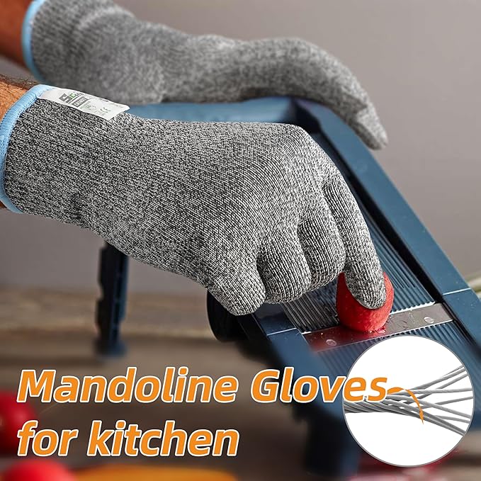 Schwer 2 Pairs ANSI A6 Cut Resistant Gloves, Food Grade Cutting Gloves for Kitchen Food Prep, Mandoline Gloves for Meat Cutting, Oyster Shucking, Knife Proof, Wood Carving, CR1401, XL
