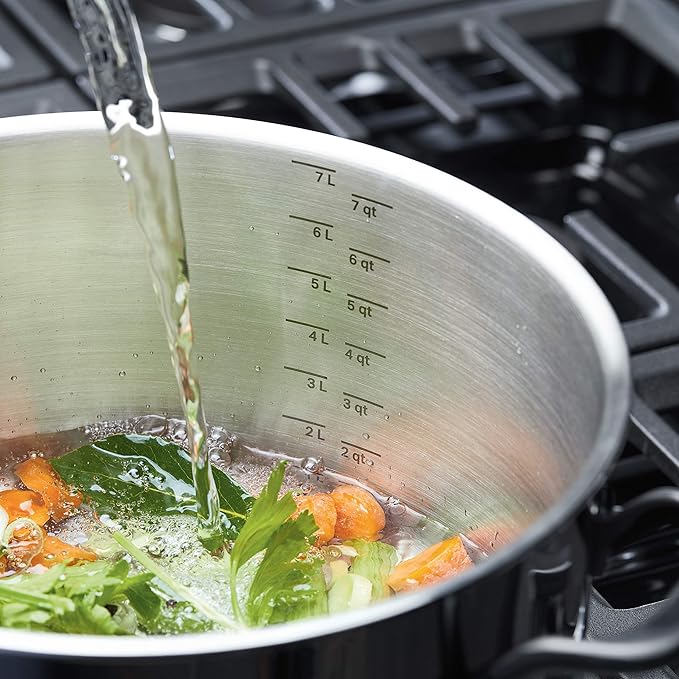 KitchenAid 5-Ply Clad Polished Stainless Steel Stock Pot/Stockpot with Lid, 8 Quart