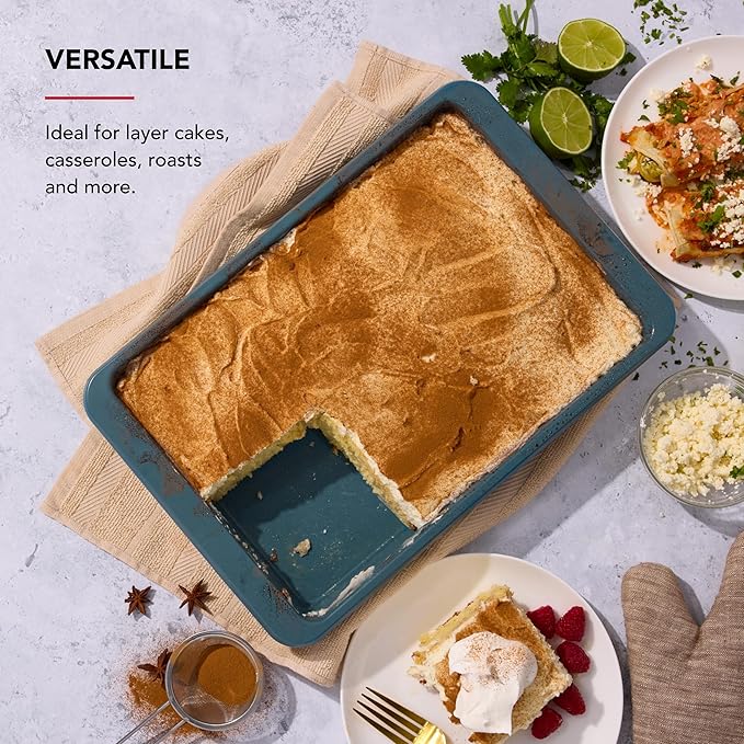 KitchenAid Nonstick Swiss Engineered Aluminized Steel Cake Pan, Dishwasher Safe, Agave, 9 x 13 Inch