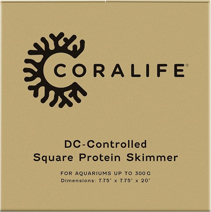 Coralife Aquarium Fish Tank Marine Salt Water DC-Controlled Variable Speed Square Protein Skimmer, Up To 300 Gallons