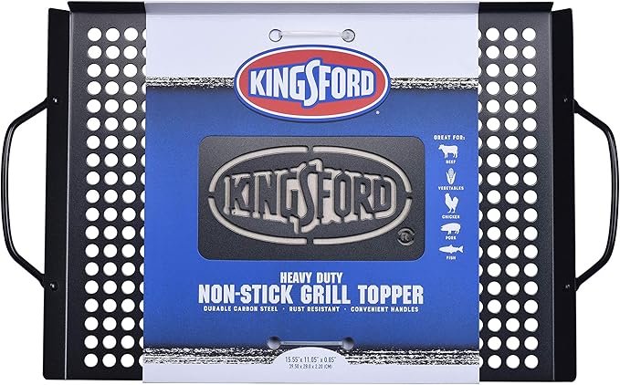 Kingsford Heavy Duty Non-Stick Grill Topper, Non-Stick, Rust Resistant Pan with Handles, Easy to Use BBQ, Grill-Accessories (Pack of 6)