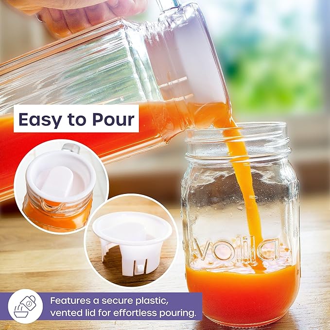 Glass Pitcher with Lid – 2 Pack 34 oz Glass Water Pitcher with Handle, Ribbed Glass Container with Lid and Vented Spout for Fridge Shelf, Iced Tea, Lemonade, Juice