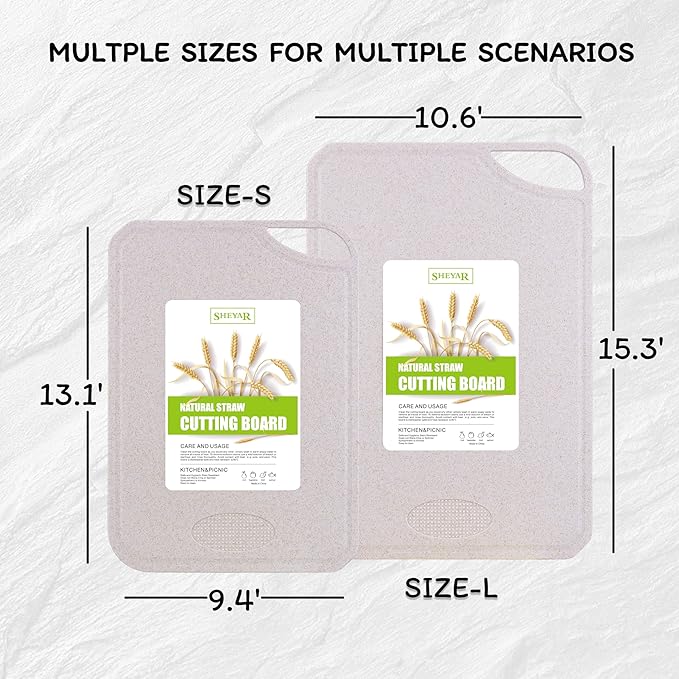 Cutting Board for Kitchen, Wheat Straw Fiber Cutting Board, Dish Washer Safe, w/Juice Grooves for Meat, Veggies,Easy Grip Handle, Non-slip Surface,Eco-friendly,Serveware Accessories(13.1‘x9.4‘)