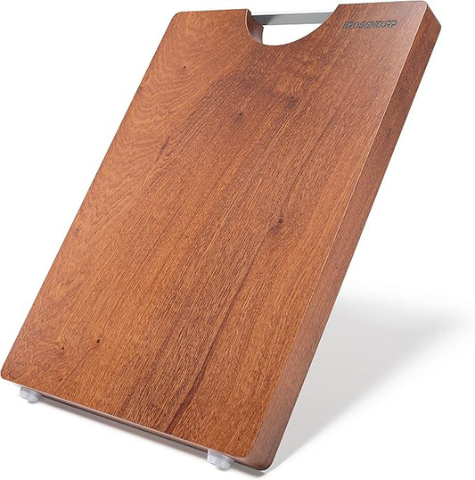 Real Solid Sapele Cutting Board One Piece No Glue Non Toxic All Whole Single Wood Butcher Block Thick Hard Wood Heavy Duty Edge Grain (Small,14.17"L*9.45"W*0.98"Th)