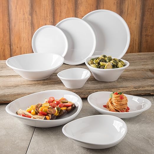 Carlisle FoodService Products Stadia Reusable Plastic Plate Pasta Plate for Home and Restaurant, Melamine, 8.5 Inches, White, (Pack of 12)