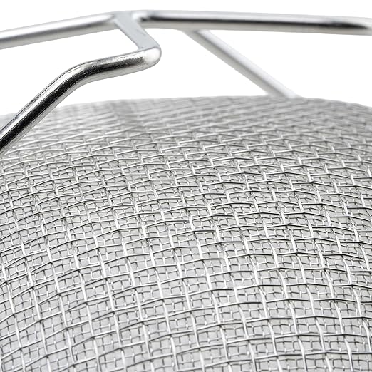 Winco Strainer, 10.5-Inch Diameter, Double Mesh, Medium, Nickel, Tan
