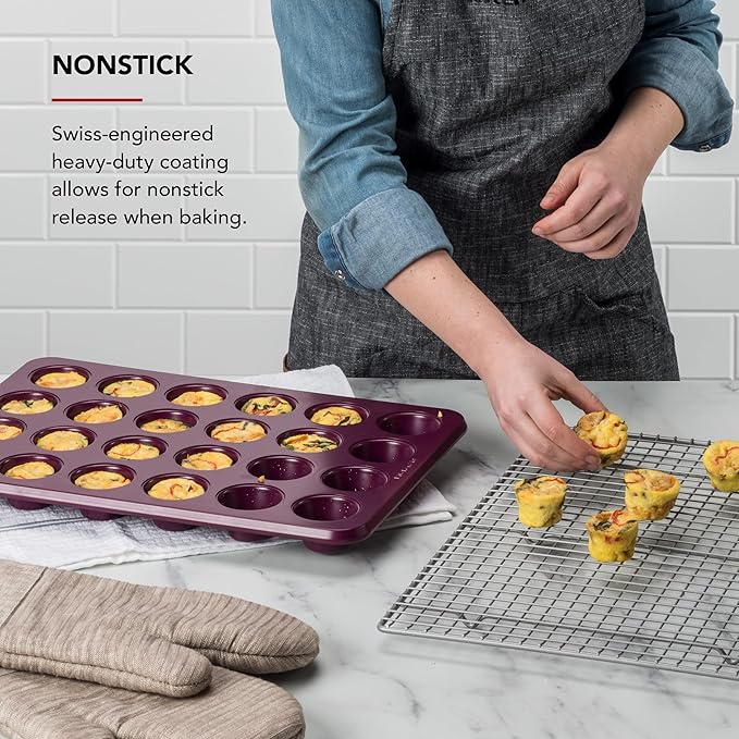 KitchenAid 24-Cup Nonstick Aluminized Steel Mini Muffin Pan, Beetroot