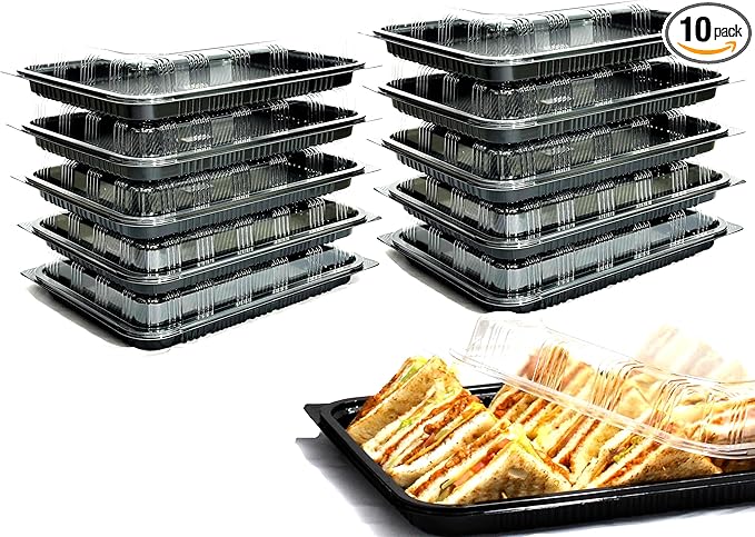 10 Pack Catering Trays with Lid – 15" Serving Trays with Lids - Reusable Serving Platter With Lid for Catering, Buffet, Picnics & Events – Party Trays With Lids (15.35 × 11.42 × 2.95inch)