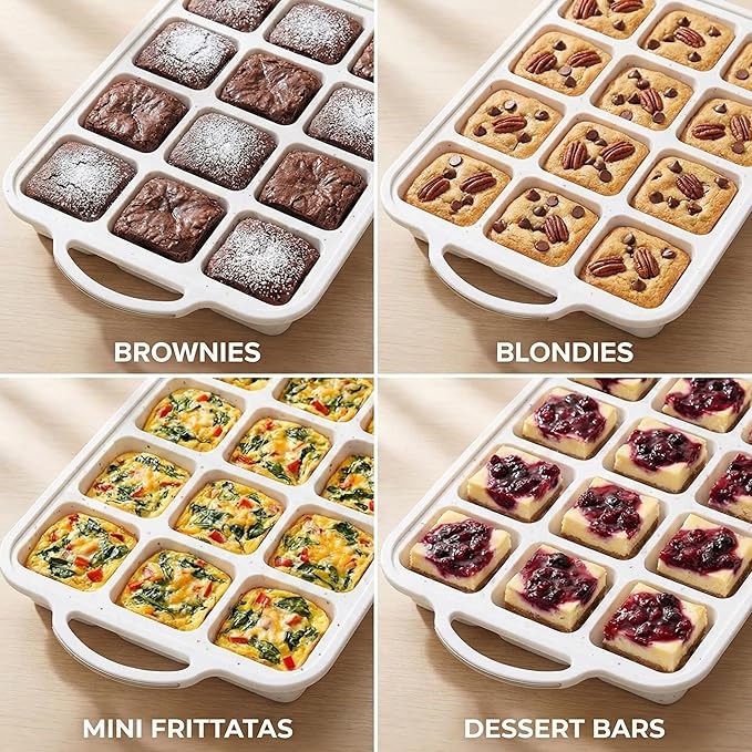 Silicone Brownie Pans with Dividers - 2 PACK - CREAM