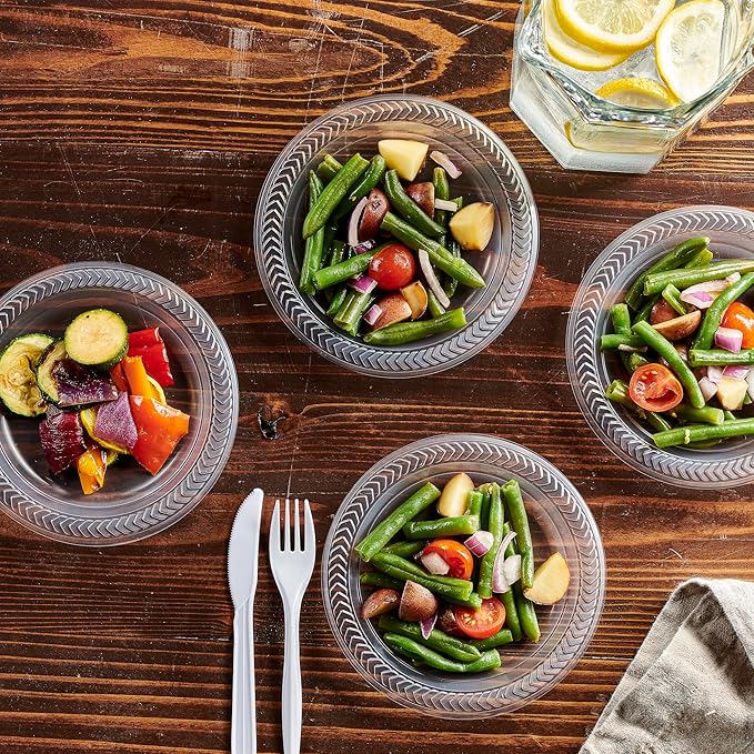 PLASTICPRO 160 Pack Clear Plastic Plates 6 Inch Bulk Pack Durable Disposable Plastic Dinner Plates for Parties Events BBQ
