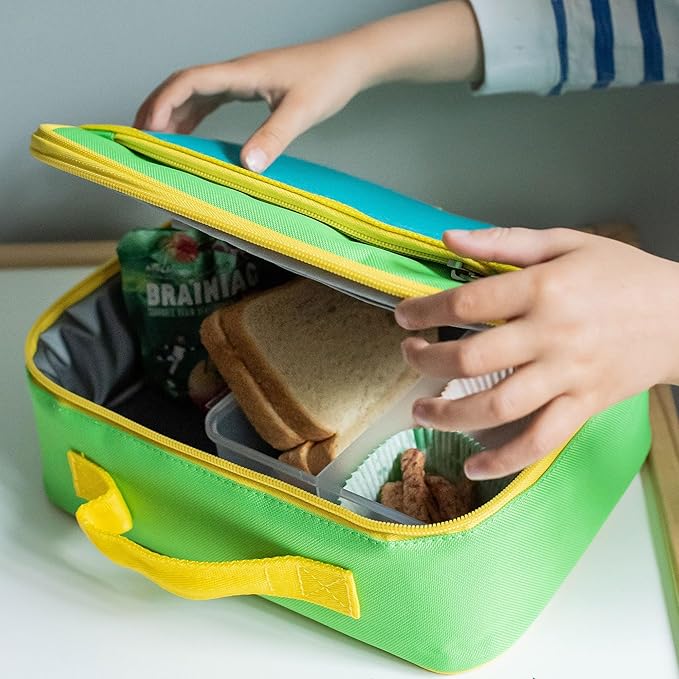 Wildkin Kids Insulated Lunch Box – Durable and Reusable for School & Travel - Monster Green