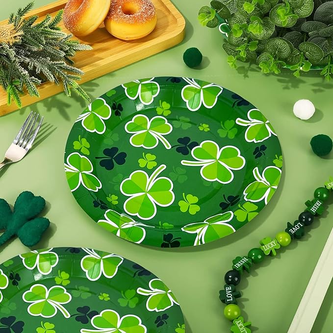 St Patrick's Day 40Pcs Disposable Paper Plates,Including 20pcs 9" and 20pcs 7" Plates,Strong and Sturdy Disposable Plates for St Patrick's Day Party, Dinner, Holiday, Picnic,Dinner Table, Wedding
