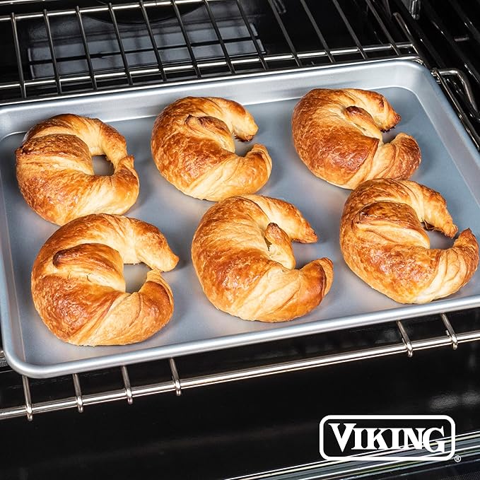 Viking Premium 2-Piece Nonstick Baking Sheet Pan Set, Made without PFAS, Heavy Gauge Aluminized Steel Cookie Sheets with Reinforced Iron Frame, 15 & 18-Inch, Oven Safe to 475F