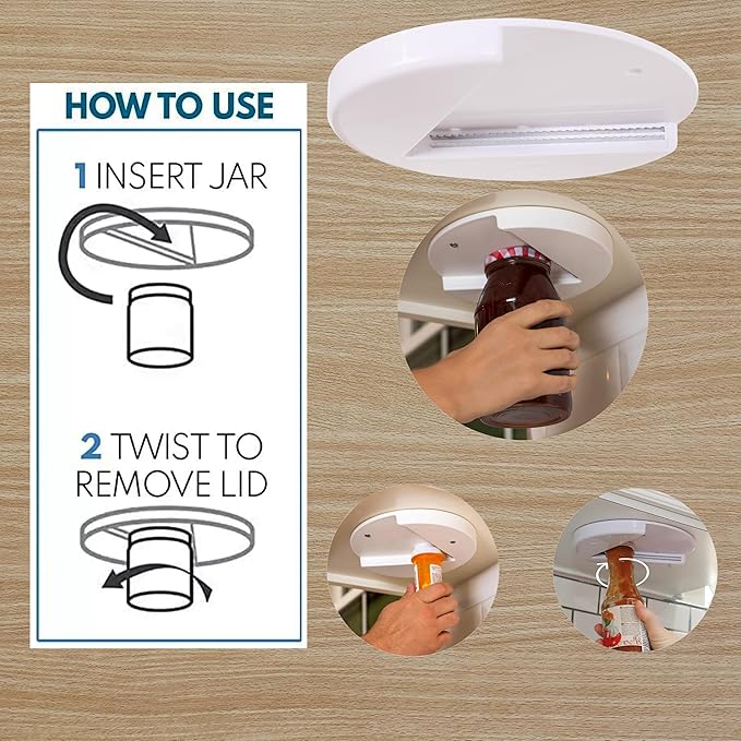 10 Pack Jar Opener for Seniors - Under Cabinet Jar Openers for Weak Hands, Easy Grip, Arthritis jar opener, One Handed Gadgets & Bottle Opener - Essential Kitchen Gadgets for Home Assistance