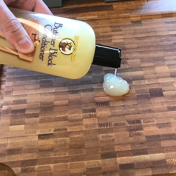 Howard Products Butcher Block Conditioner and Food Grade Mineral Oil for Wood Cutting Boards, 12 Fl Oz - Enhanced Wood Care