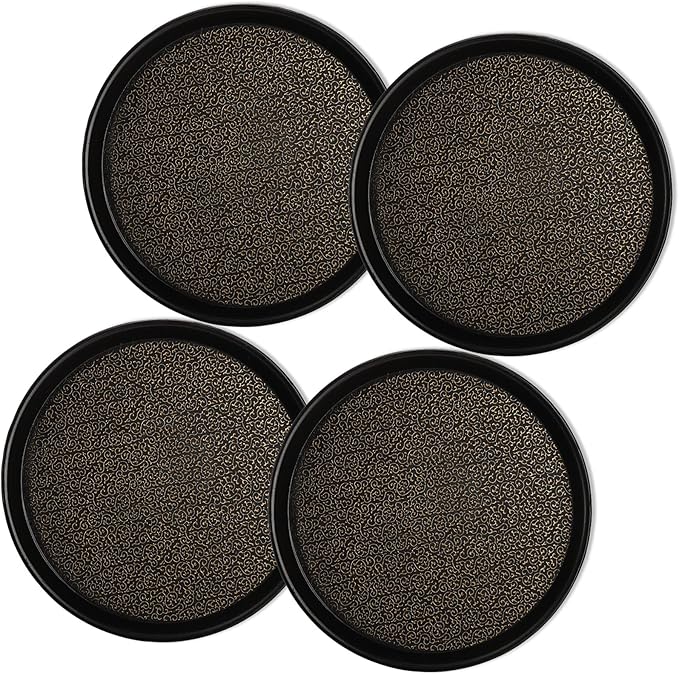 Frcctre 4 Pack 12 Inch Plastic Serving Tray, Round Non-Slip Restaurant Serving Trays Cafeteria Food Service Tray for Home, Party, Events