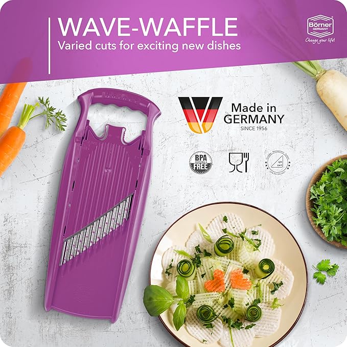 BORNER Wave waffle PowerLine | Vegetable Grater Börner - Quality Made in Germany, Color:Violett