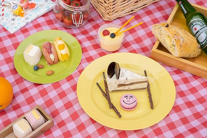 POSATE 60PCS Yellow Disposable Plastic Plates, Heavy Duty Plates for Wedding/Party, 30PCS Dinner Plates 10.25’’ and 30PCS Dessert/Salad Plates 7.5’’, Yellow Plates for Party Event
