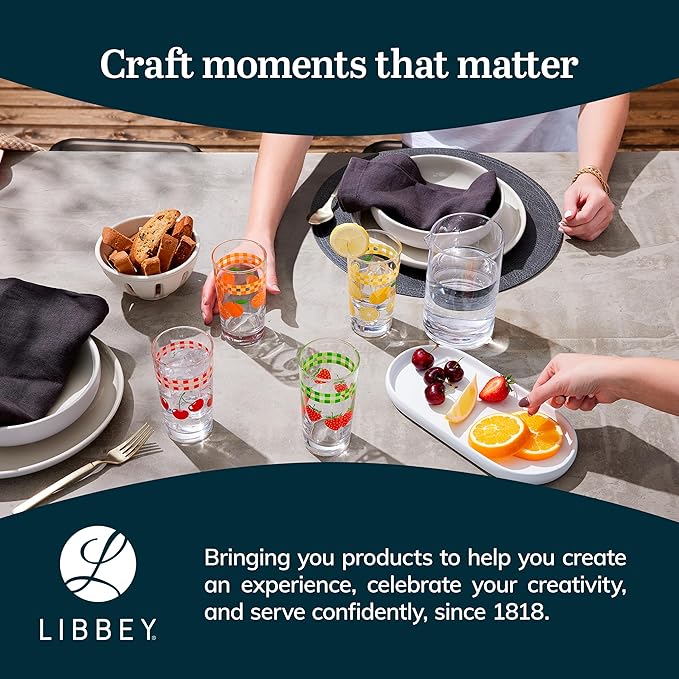 Libbey Fruit Juice Glasses, Heavy Base Glass Drinking Glasses Set of 8, Breakfast Juice Cups, Everyday Clear Drinking Glass Set for Cold Drinks