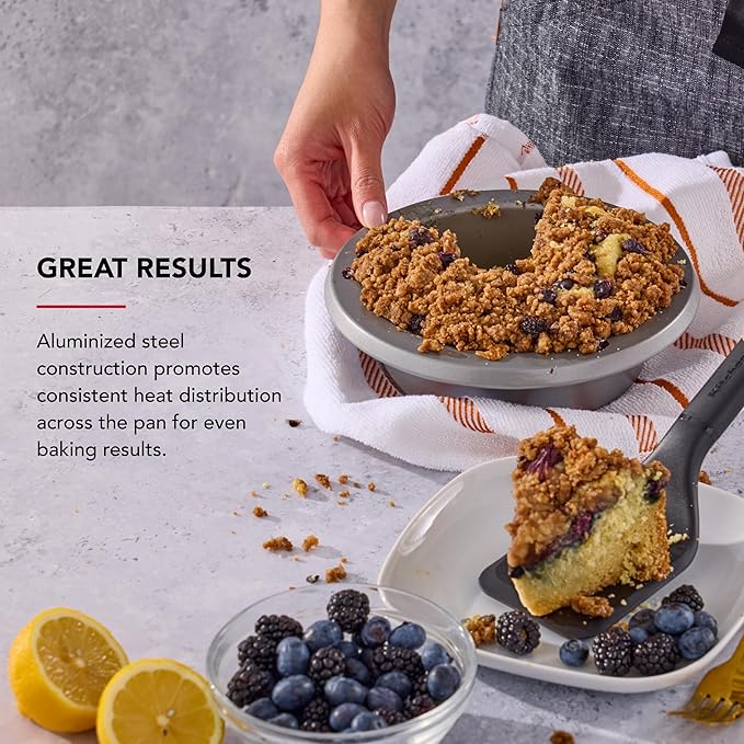 KitchenAid Nonstick Swiss Engineered Aluminized Steel Round Cake Pan, Dishwasher Safe, Contour Silver, 6 Inch