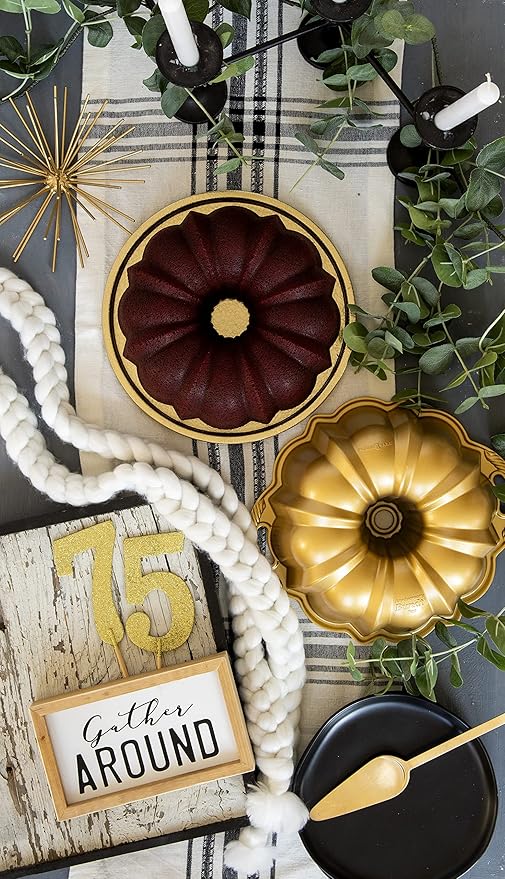 Nordic Ware Anniversary Bundt 12 Cup, Gold (Pack of 3)