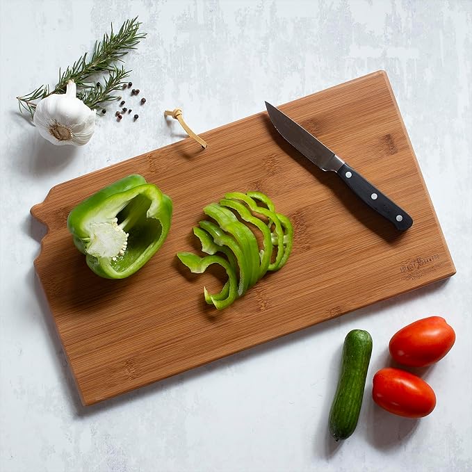 Totally Bamboo Kansas State Shaped Cutting Board and Charcuterie Serving Platter with Artwork by Summer Stokes, Includes Hang Tie for Wall Display