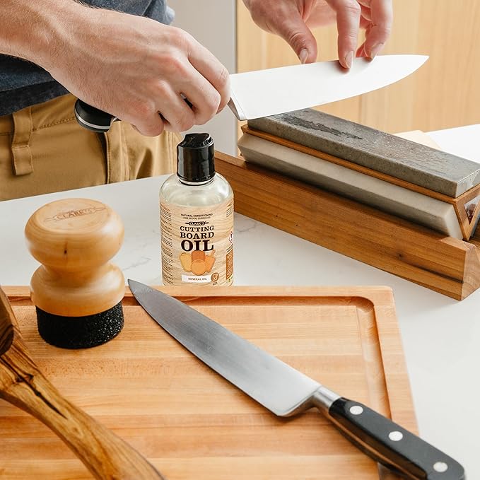 CLARK'S Mineral Oil - 8 oz Food Grade Conditioner for Wood Cutting Board, Cutting Board Oil for Butcher Block, Marble & Soapstone, Lubricant for Knife, Meat Grinder - Made in USA