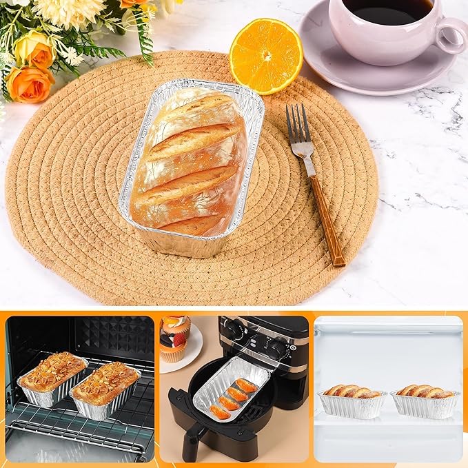 60 Pack 6"x3.5"x2" Disposable Aluminum Loaf Pans with Chear Lids, 1 lb Mini Foil Loaf Pans & Food Containers,Small Aluminum Tin Foil Baking Pan for Cakes, Bread, Meat, Loaves
