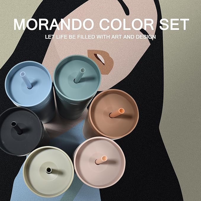 sweet grain Multicolor Skinny Tumblers with Lids and Straws(6 Pack) - 16oz Matte Pastel Colored Skinny Acrylic Tumblers, Double Wall Plastic Tall Skinny Tumblers Bulk for Cold Hot Drinks - Morandi