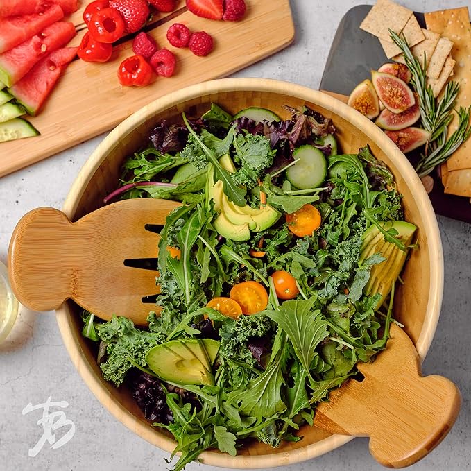 Totally Bamboo Salad Hands – Bamboo Salad Serving Utensils for Serving & Tossing