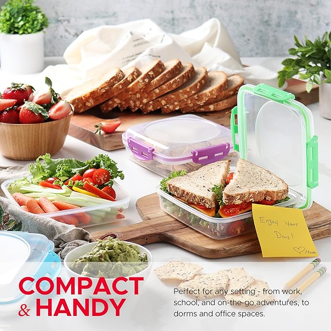 Tafura Sandwich Containers (2 Pack) Sandwich Box | Lunch Containers | Sandwich Containers for Lunch Boxes | Reusable Sandwich Holder, BPA Free (Blue)