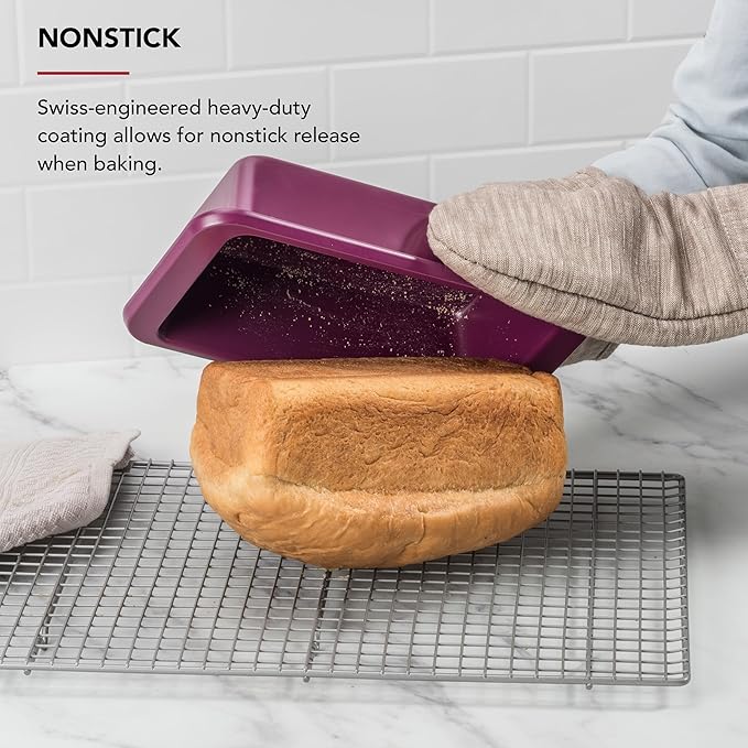 KitchenAid Nonstick Swiss Engineered Aluminized Steel Loaf Pan, Dishwasher Safe, 9 x 5 Inch, Beetroot
